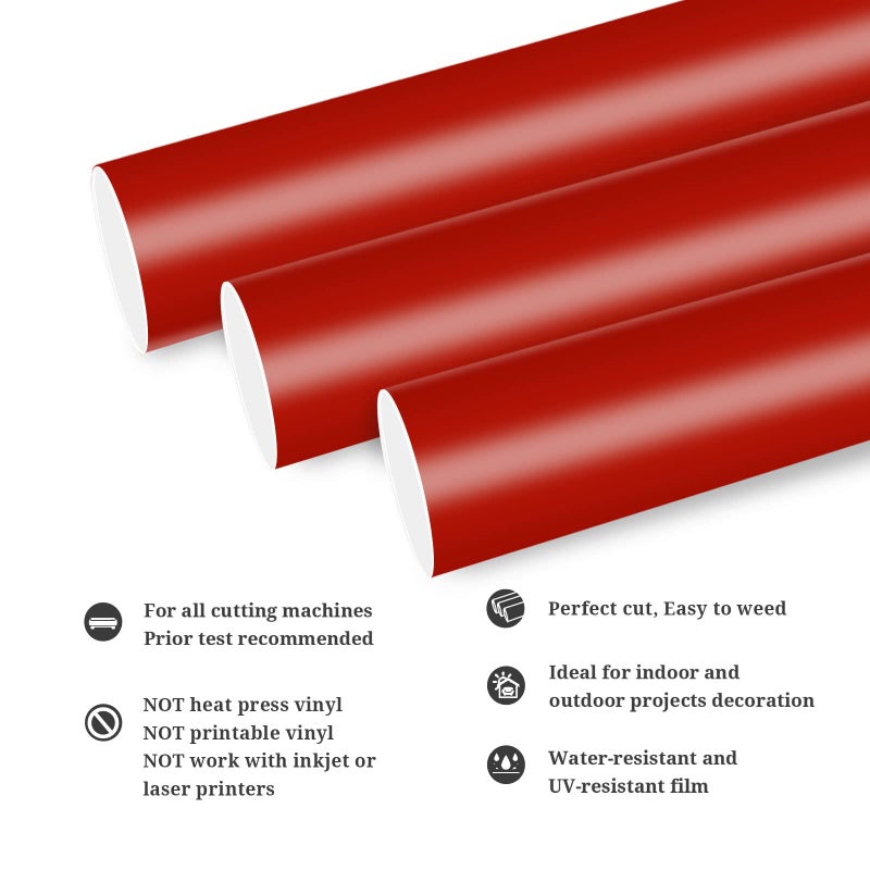 TECKWRAP Permanent Adhesive Vinyl 12" x 10ft, Matte Red - Image 2